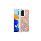 Nezih Case Xiaomi Redmi Note 12 4G ile Uyumlu Yüzüklü Standlı Simli Pullu Sıvılı Silikon Kılıf, Gold