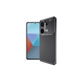 Nezih Case Xiaomi Redmi Note 13 4G ile Uyumlu Kamera Korumalı, Karbon Tasarım, Silikon Kılıf, Siyah