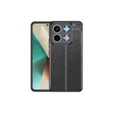 Nezih Case Xiaomi Redmi Note 13 5G ile Uyumlu Kılıf, Kamera Korumalı, Deri Görünümlü Dikiş Desenli Kapak, Siyah