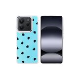 Nezih Case Xiaomi Redmi Note 14 5G ile Uyumlu Airbag Tasarımlı Desenli Kapak Kılıf, Mavi, Kalp Deseni