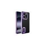 Nezih Case Xiaomi Redmi Note 14 5G ile Uyumlu, Köşeleri Renkli Şeffaf Kamera Korumalı Silikon Luxury Kapak Kılıf, Lila