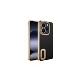 Nezih Case Xiaomi Redmi Note 14 5G ile Uyumlu, Renkli Köşeler, Şeffaf Kamera Korumalı, Silikon Luxury Kapak Kılıf, Gold