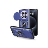 Nezih Case Xiaomi Redmi Note 14 Pro 4G ile Uyumlu Magnetik Standlı, Kamera Korumalı Sürgülü Kapak Kılıf, Mavi