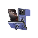 Nezih Case Xiaomi Redmi Note 14 Uyumlu Magnetik Standlı Kamera Korumalı Sürgülü Kapak Kılıf, Mavi