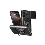 Nezih Case Xiaomi Redmi Note 14 Uyumlu Magnetik Standlı Kamera Korumalı Sürgülü Kapak Kılıf, Siyah