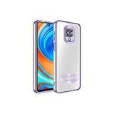 Nezih Case Xiaomi Redmi Note 9 Pro ile Uyumlu, Şeffaf Renkli Kenar, Kamera Korumalı, TPU Silikon Kılıf, Lila