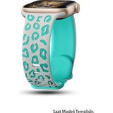 Nezih Case Xiaomi Redmi Watch 4 / 5 / 6 / Band 8 Pro / Uyumlu A Kalite Leopar Desenli Silikon Kordon - Turkuaz - Redmi Watch 4 / 5 Mi Band 8 / 9 Pro