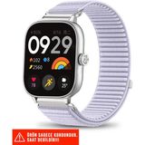 Nezih Case Xiaomi Redmi Watch 4 / 5 / 6 / Band 8 Pro / Uyumlu Hasır Örgü Spor Cırtlı Naylon Kordon 20MM - Lila - Redmi Watch 4 / Redmi Watch 5