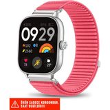 Nezih Case Xiaomi Redmi Watch 4 / 5 / 6 / Band 8 Pro / Uyumlu Hasır Örgü Spor Cırtlı Naylon Kordon 20MM - Pembe - Redmi Watch 4 / Redmi Watch 5