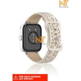 Nezih Case Xiaomi Redmi Watch 4 / 5 / 6 / Band 8 Pro / Uyumlu Leopar Desenli Silikon Kordon - Redmi Watch 4 / 5 Mi Band 8 / 9 Pro - Krem