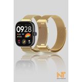Nezih Case Xiaomi Redmi Watch 4 / 5 / 6 / Band 8 Pro / Uyumlu Milanes Hasır Örgü Metal Kordon - Gold