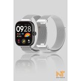 Nezih Case Xiaomi Redmi Watch 4 / 5 / 6 / Band 8 Pro / Uyumlu Milanes Hasır Örgü Metal Kordon - Gümüş