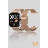 Nezih Case Xiaomi Redmi Watch 4 / 5 / 6 / Band 8 Pro / Uyumlu Milanes Hasır Örgü Metal Kordon - Rose Gold