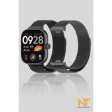 Nezih Case Xiaomi Redmi Watch 4 / 5 / 6 / Band 8 Pro / Uyumlu Milanes Hasır Örgü Metal Kordon - Siyah