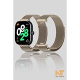 Nezih Case Xiaomi Redmi Watch 4 / 5 / 6 / Band 8 Pro / Uyumlu Milanes Hasır Örgü Metal Kordon - Starlight