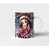 Nezuko Kamado Demon Slayer Anime Yılbaşı Tasarım Kupa - Hediyelik Kupa - Baskılı Kupa - 001 - Beyaz - 300 ml
