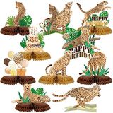 Nezyo 10 Adet Leopar Doğum Günü Süslemeleri Leopar Masa Orta Parçası 3D Orman Petek Orta Parçalar Çita Doğum Günü Dekorasyonları Çita Parti Dekorasyonları Orman Mutlu Doğum Günü Partisi Bebek Partisi