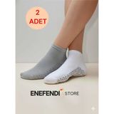 NF ND ENEFENDİ 2 Çift Kaydırmaz Unisex Yoga, Pilates, Tavaf Çorabı | Spor Patik Çorap Beyaz|gri 36-40 - 36 - 40 - Beyaz - Gri
