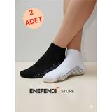 NF ND ENEFENDİ 2 Çift Kaydırmaz Unisex Yoga, Pilates, Tavaf Çorabı | Spor Patik Çorap |siyah |beyaz 36-40 - 36 - 40 - Siyah - Beyaz