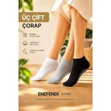 NF ND ENEFENDİ 3 Çift Kaydırmaz Unisex Yoga, Pilates, Tavaf Çorabı | Spor Patik Çorap Beyaz|gri |siyah |36-40 - 36 - 40 - Çok Renkli