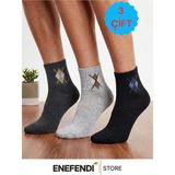 NF ND ENEFENDİ 3'lü Çorap Seti ★ Erkek Kısa Konç Çorap ★ Mevsimlik Rahat Penye ★ Füme, Gri, Siyah (40-45) - 39 - 45 - Renkli