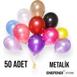 NF ND ENEFENDİ 50 Adet Balon Doğum Günü Parti Süs Eğlence 11 Inç 28 cm Metalik Karışık Renk Hediye - Renkli - diğer