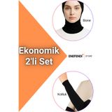 NF ND ENEFENDİ Boyunluklu Bone ve Kolluk | Tesettür Siyah İkili Set • Hijab Pratik Bone • Günlük Rahat Kullanım