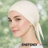 NF ND ENEFENDİ Silikonlu Düz Bone | Kaymayan Tesettür Hijab Iç Bone — Dikişsiz Krem Rahat ve Şık Kullanım - Standart