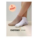 NF ND ENEFENDİ YOGAEKO 2 Çift Kaydırmaz Unisex Yoga, Pilates, Tavaf Çorabı | Spor Patik Çorap Beyaz|Açıkkahve 36-40