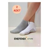 NF ND ENEFENDİ YOGAEKO 2 Çift Kaydırmaz Unisex Yoga, Pilates, Tavaf Çorabı | Spor Patik Çorap Beyaz|Gri 36-40