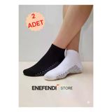 NF ND ENEFENDİ YOGAEKO 2 Çift Kaydırmaz Unisex Yoga, Pilates, Tavaf Çorabı | Spor Patik Çorap |Siyah |Beyaz 36-40
