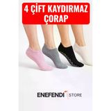 NF ND ENEFENDİ YOGAEKO 4 Çift Kaydırmaz Unisex Yoga, Pilates, Tavaf Çorabı | Spor Patik Çorap Pembe |Gri |Siyah|Ekru 36-40