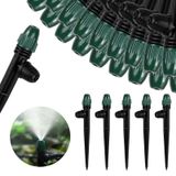 NFAMRZCAR 25PC Damla Sulama Püskürtücüsü,Kilit Dikenli Tasarım Mikro Sprey 1/4 "Sulama Borusu için,Bahçe Sulama Sistemi için 6.5" Kazıkta Ayarlanabilir 360 Derece Püskürtücü