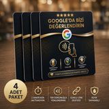 Nfc Google Yorum Kartı 4'lu paket 10X10 cm | 2 Dakikada Aktivasyon | Google Review Kartı | Sosyal Medya ve Çoklu Link Destekli | Premium Pvc Nfc Kart