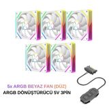Ng-D120w 5X Argb Pwm 120Mm Kasa Fanı Beyaz