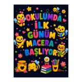 NG GRAFİK TASARIM OKULUMDA İLK GÜNÜM /SINIFINA HOŞ GELDİN / OKUL AÇILIŞI / KUMAŞA BASKI SINIF PANOSU / 150 X 200 CM