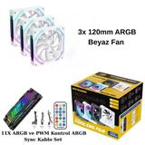 Ng-O120w 3 Adet 120Mm Argb Fan 11X Argb Pwm Slot Kontrolcü Ve Kumanda Beyaz