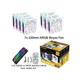 Ng-o120w 7 Adet 120mm Kasa Argb Fan 11x Argb Pwm Slot Kontrolcü Ve Kumanda Beyaz