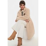 NG Style Cep Detaylı Peluş Uzun Kaban - 40 - Bej