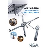 NGA 4'ü 1 Arada Magsafe Uyumlu Ayarlanabilir Masaüstü Laptop, Tablet, Telefon Standı, Selfie Çubuğu Tutucu– Manyetik Katlanabilir Metal Gövde