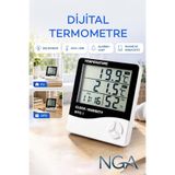 NGA Dijital Termometre Oda Sıcaklık Ve Nem Ölçer Masa Saati-Duvar-Alarmlı