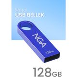 NGA USB Bellek Metal Gövde Güvenli USB Memory - Flash Drive - 128 GB - Mavi