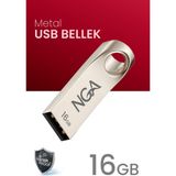 NGA USB Bellek Metal Gövde Güvenli USB Memory - Flash Drive - 16 GB - Gri Metal