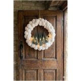Ngahome Led Işıklı Pamuk Ponpon Kapı Süsü – El Yapımı Kış & Yılbaşı Dekoru – 30 Cm İç Çap