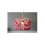 Ngahome Pembe Ponponlu Çocuk Odası Avizesi 30 Cm | Metal Kafes, Tüllü, E27 Duy Dekoratif Sarkıt