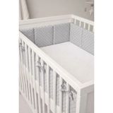 NGN Collection Beşik Kenar Koruyucu Tek Parça %100 Pamuk 60X120 cm 360 cm Koruyucu Puantiyeli Bebek Yan Koruma - 60 x 120 cm - Gri