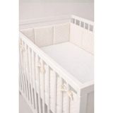 Ngn Collection Beşik Kenar Koruyucu Tek Parça %100 Pamuk 60X120 cm 360 cm Koruyucu Puantiyeli Bebek Yan Koruma - 70 x 130 cm - Ekru