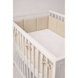 ngn collection Beşik Kenar Koruyucu Tek Parça 70x130 cm %100 Pamuk 400 cm Koruyucu Bej Puantiyeli Bebek Yan Koruma