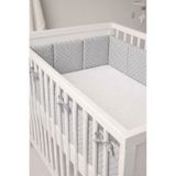 ngn collection Beşik Kenar Koruyucu Tek Parça 70x130 cm %100 Pamuk 400 cm Koruyucu Gri Puantiyeli Bebek Yan Koruma