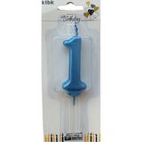 Ngüzel Party 1 Yaş Büyük Boy (7 Cm) 1 Rakam Lüks Pasta Mum Mavi